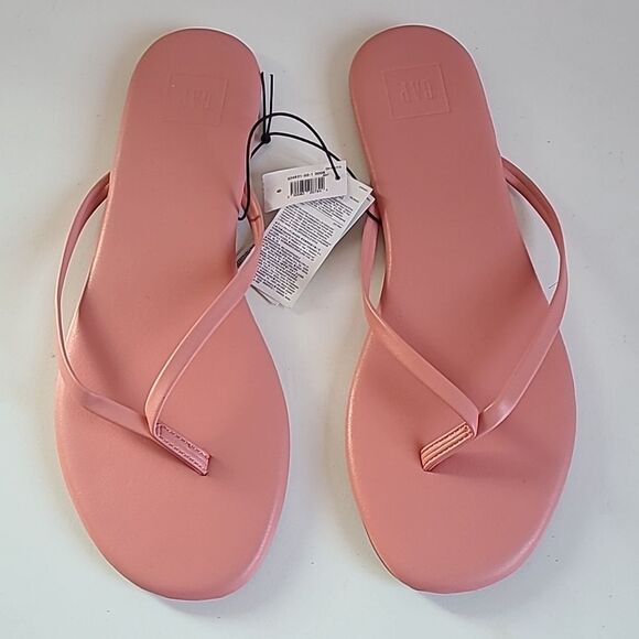 Gap Vegan Leather Coral Pink Flip Flops Thongs Toe Sandals Size 9 - Picture 2 of 12